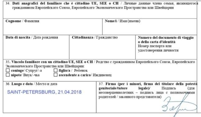 Анкета на шенгенскую визу
